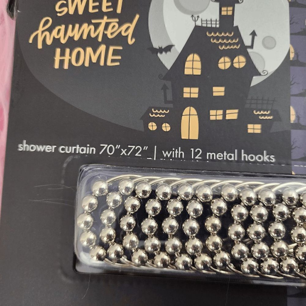 Home Sweet Hounted Home Shower Cutain with 12 Metal Hooks - Picture 5 of 6